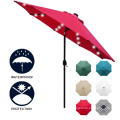 Sun Parasol 9 &#39;Solaire 24 LED LED LED 8 côtes côtes Patio Umbrella for Garden